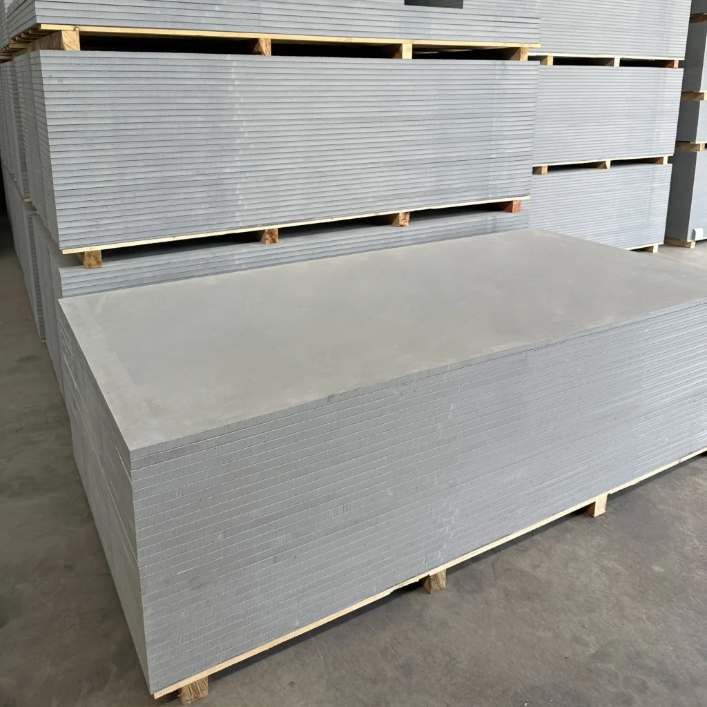 Middle density fiber cement building boards 