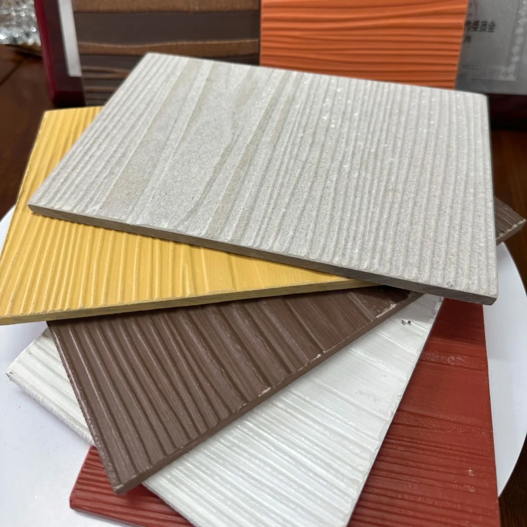 Fiber cement wood grain board